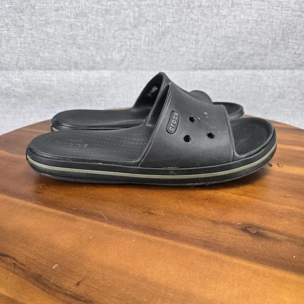 Crocs Crocband III Slide Sandals Mens 10 Womens 12 Black Graphite 205733 Slip On